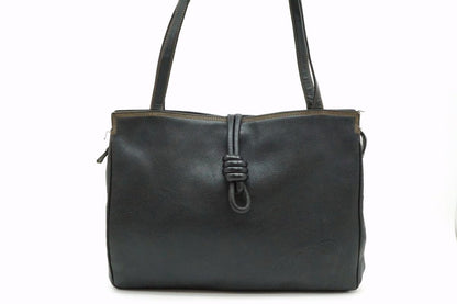LOEWE Hand Shoulder Bag Tote Purse Leather Black Authentic