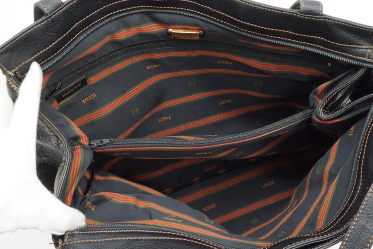 LOEWE Hand Shoulder Bag Tote Purse Leather Black Authentic