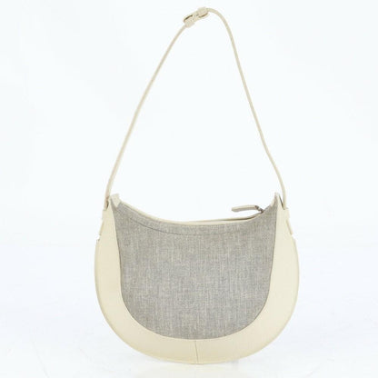 LOEWE Hand Shoulder Bag Tote Purse Leather Canvas Gray Off White Authentic