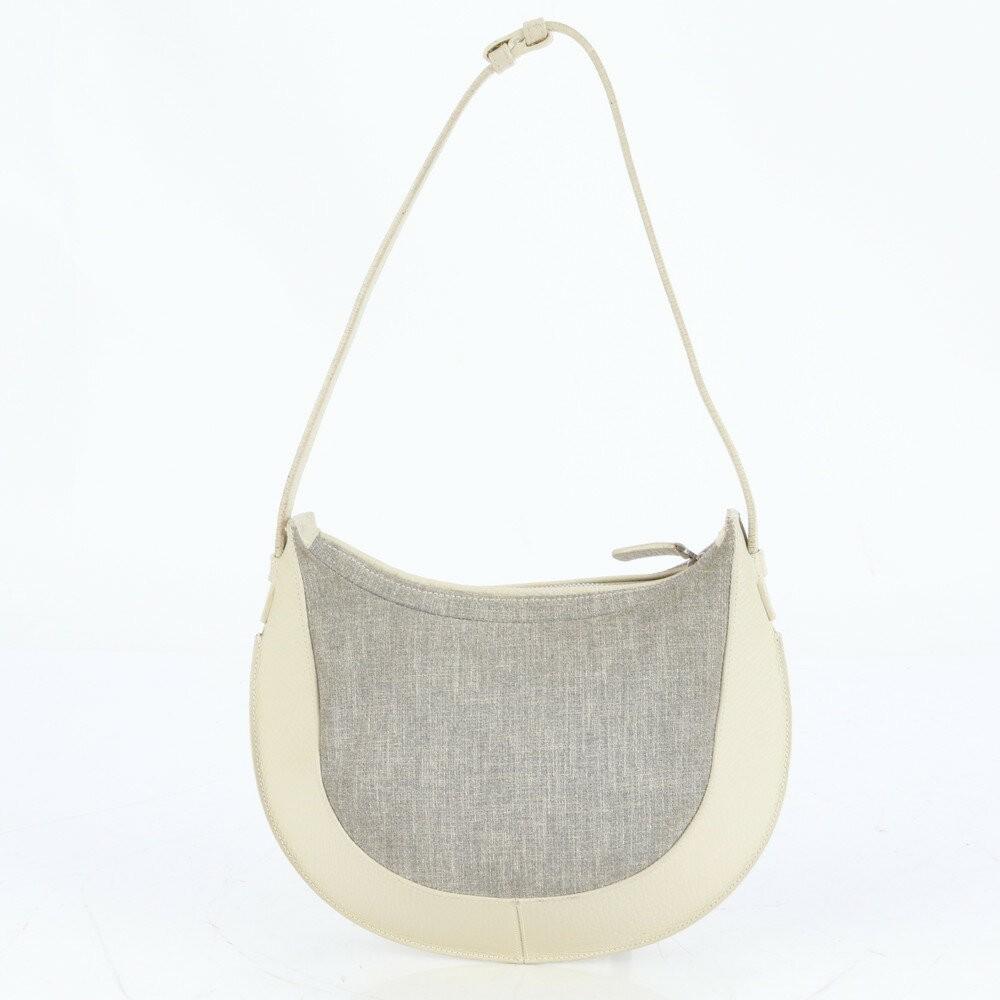 LOEWE Hand Shoulder Bag Tote Purse Leather Canvas Gray Off White Authentic