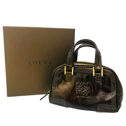 LOEWE Mini Hand Shoulder Bag Tote Purse Anagram Brown Authentic