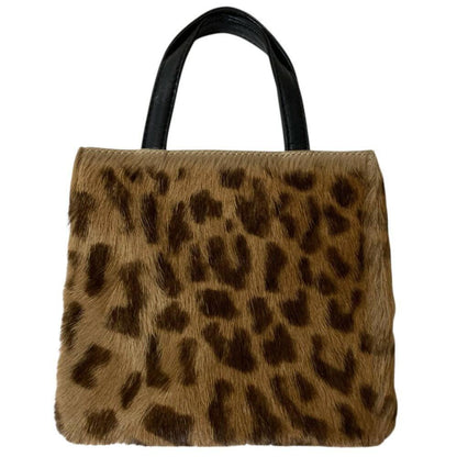 LOEWE Mini Hand Bag Tote Purse Logo Leather Black Brown Authentic