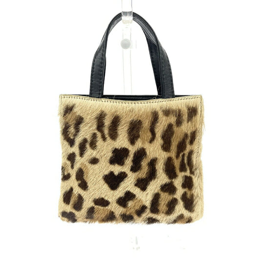 LOEWE Mini Hand Bag Tote Purse Leopard Beige Authentic