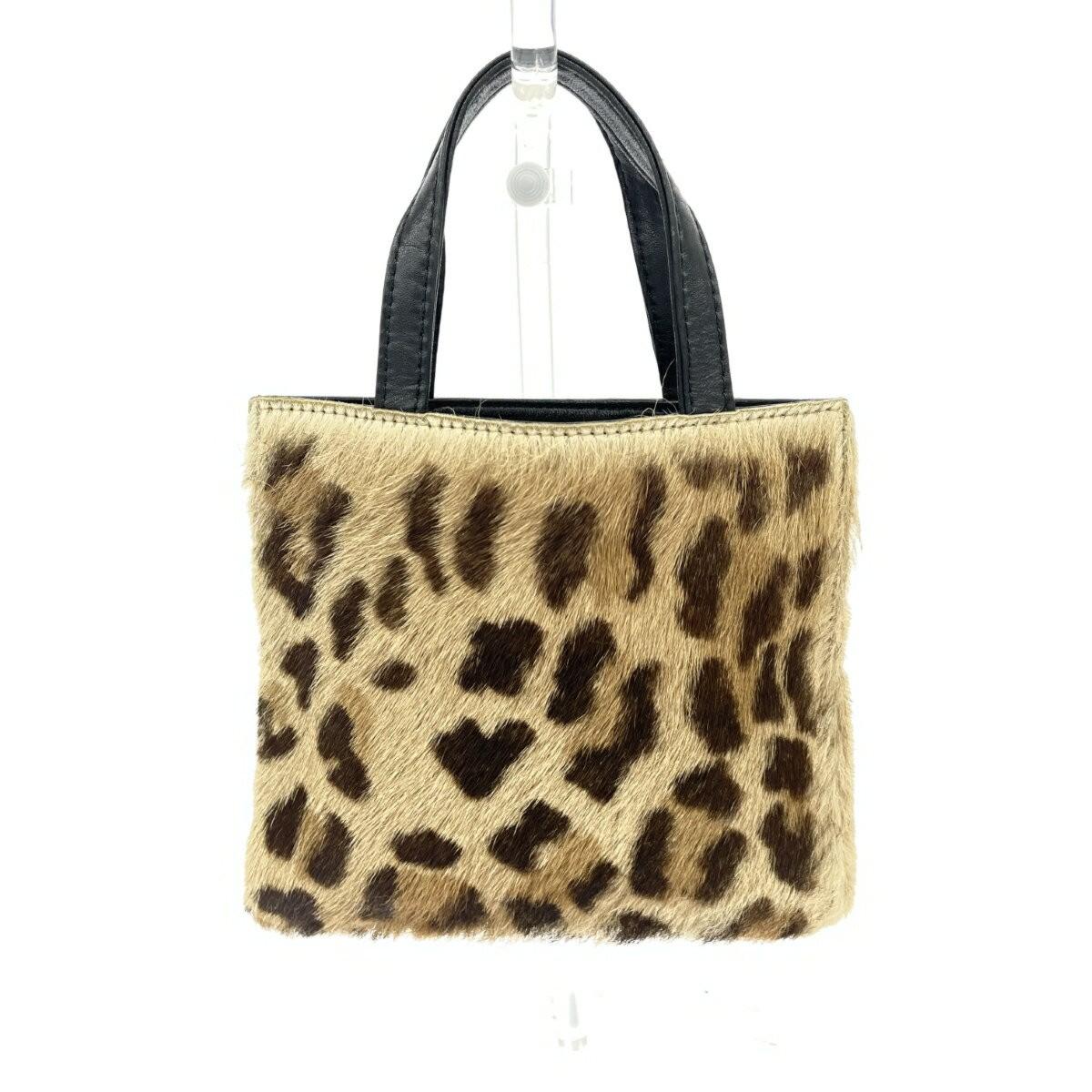 LOEWE Mini Hand Bag Tote Purse Leopard Beige Authentic