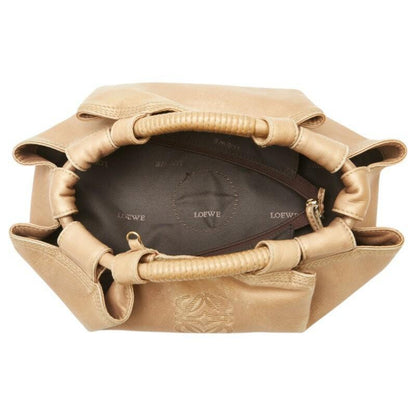 LOEWE Hand Shoulder Bag Tote Purse 2way Aire Anagram Leather Gold Authentic