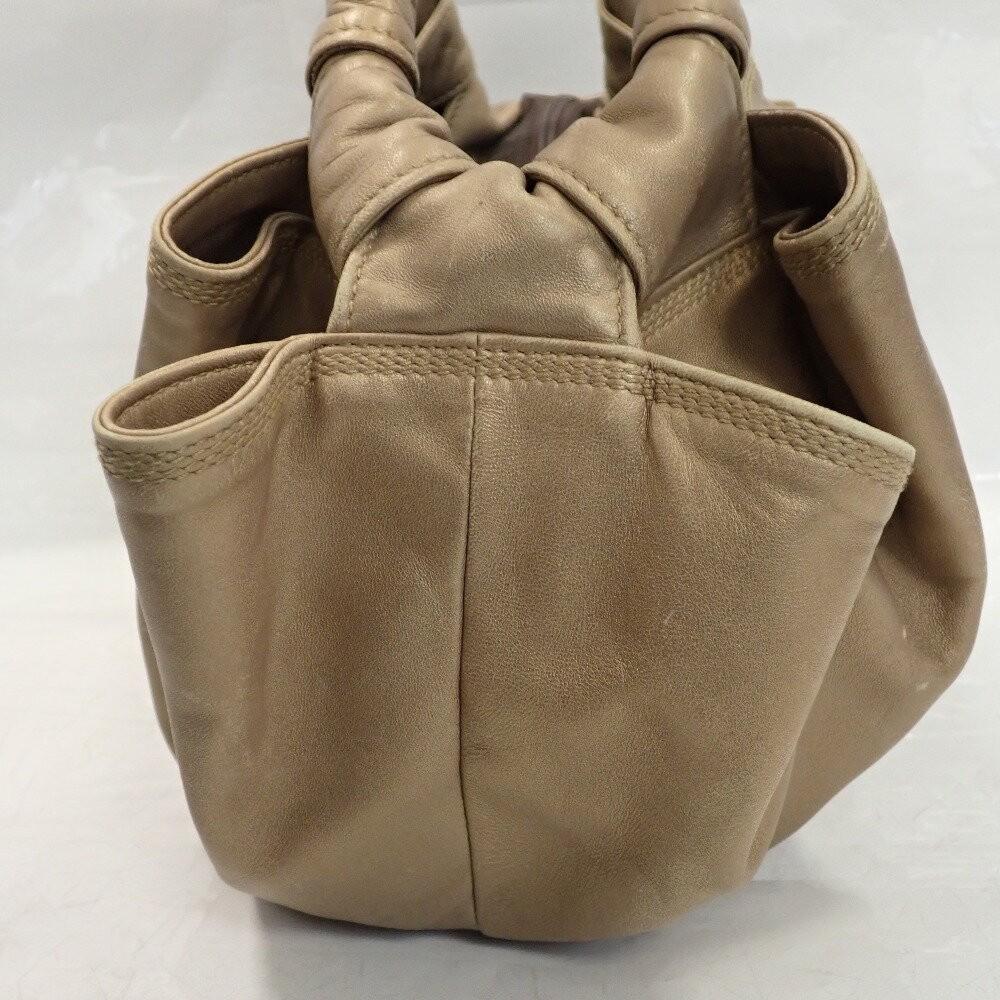 LOEWE Hand Bag Tote Purse Aire Anagram Leather Gold Authentic