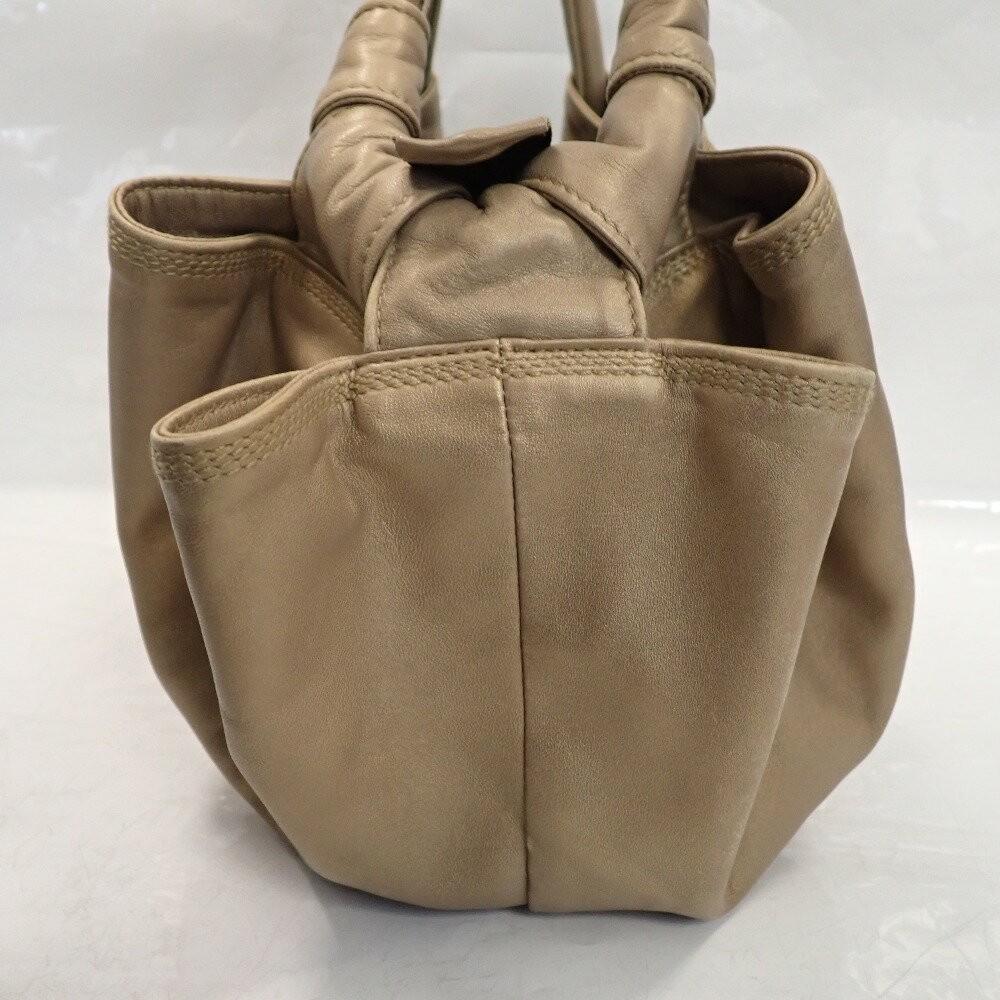 LOEWE Hand Bag Tote Purse Aire Anagram Leather Gold Authentic