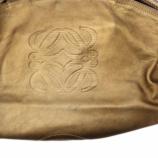 LOEWE Hand Bag Tote Purse Aire Anagram Leather Brown Authentic