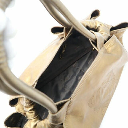 LOEWE Hand Bag Tote Purse Aire Anagram Leather Brown Authentic
