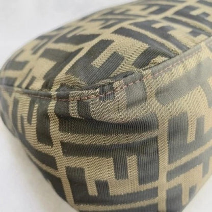 FENDI Handbag FF Zucca Pouch Vanity Canvas Beige Brown Vintage Authentic Used