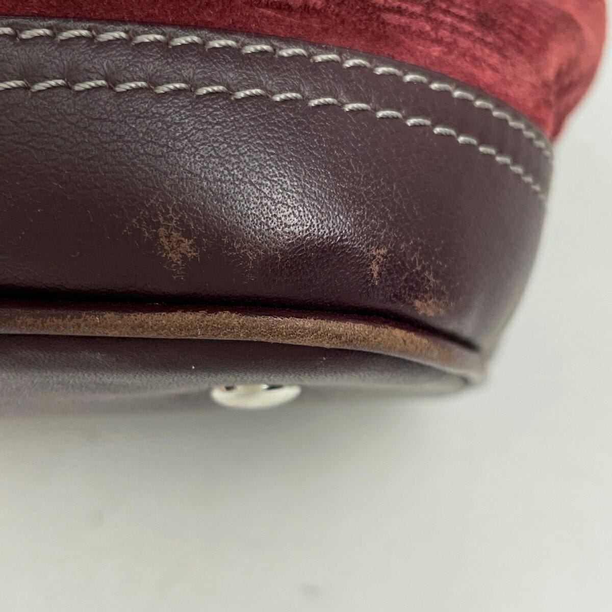 LOEWE Hand Bag Tote Purse Anagram Logo Leather Suede Bordeaux Authentic