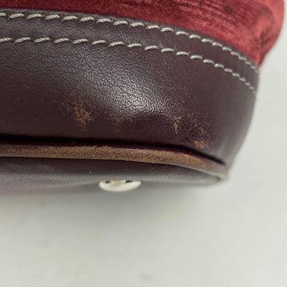 LOEWE Hand Bag Tote Purse Anagram Logo Leather Suede Bordeaux Authentic