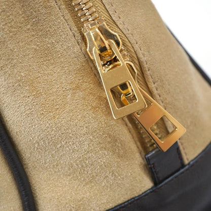 LOEWE Hand Bag Tote Purse Anagram Suede Leather Beige Authentic