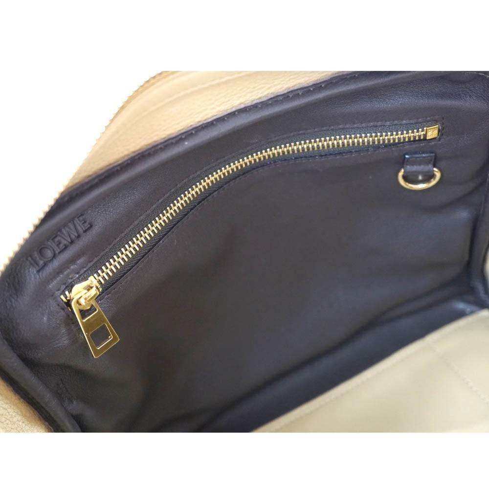 LOEWE Hand Bag Tote Purse Anagram Suede Leather Beige Authentic