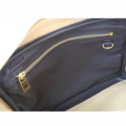 LOEWE Hand Bag Tote Purse Anagram Suede Leather Beige Authentic