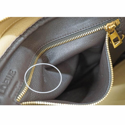 LOEWE Hand Bag Tote Purse Anagram Suede Leather Beige Authentic