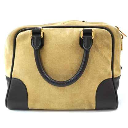 LOEWE Hand Bag Tote Purse Anagram Suede Leather Beige Authentic