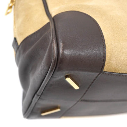 LOEWE Hand Bag Tote Purse Anagram Suede Leather Beige Authentic