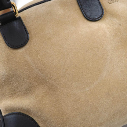 LOEWE Hand Bag Tote Purse Anagram Suede Leather Beige Authentic