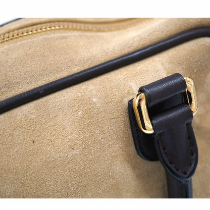 LOEWE Hand Bag Tote Purse Anagram Suede Leather Beige Authentic