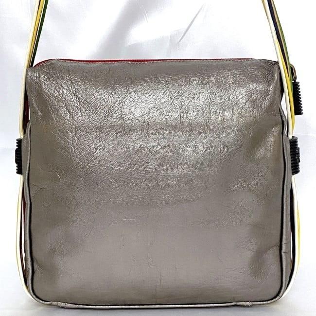 LOEWE Shoulder Bag Purse Anagram Leather Silver Multicolor Authentic