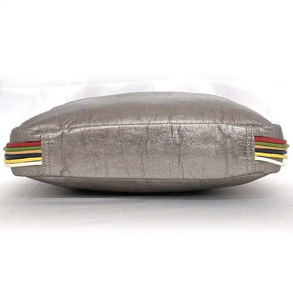 LOEWE Shoulder Bag Purse Anagram Leather Silver Multicolor Authentic