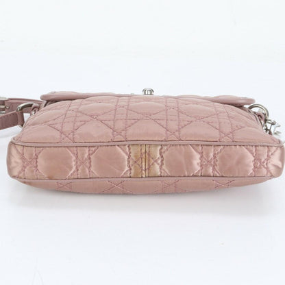Christian Dior Shoulder Bag Purse Cannage Nylon Leather Pink Authentic