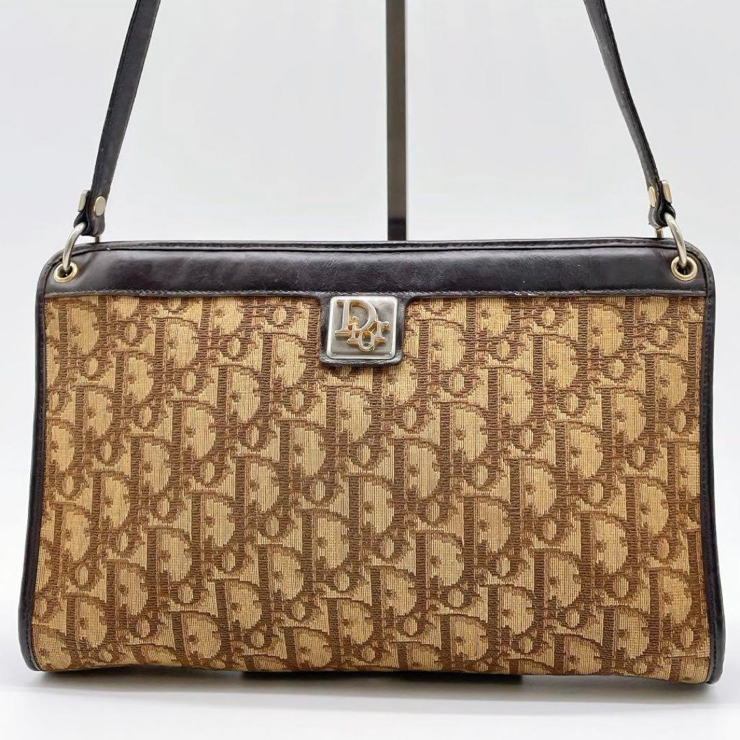 Christian Dior Shoulder Bag Purse Trotter Canvas Leather Authentic