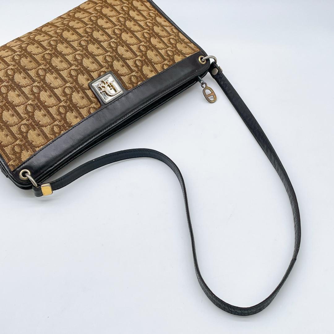 Christian Dior Shoulder Bag Purse Trotter Canvas Leather Authentic