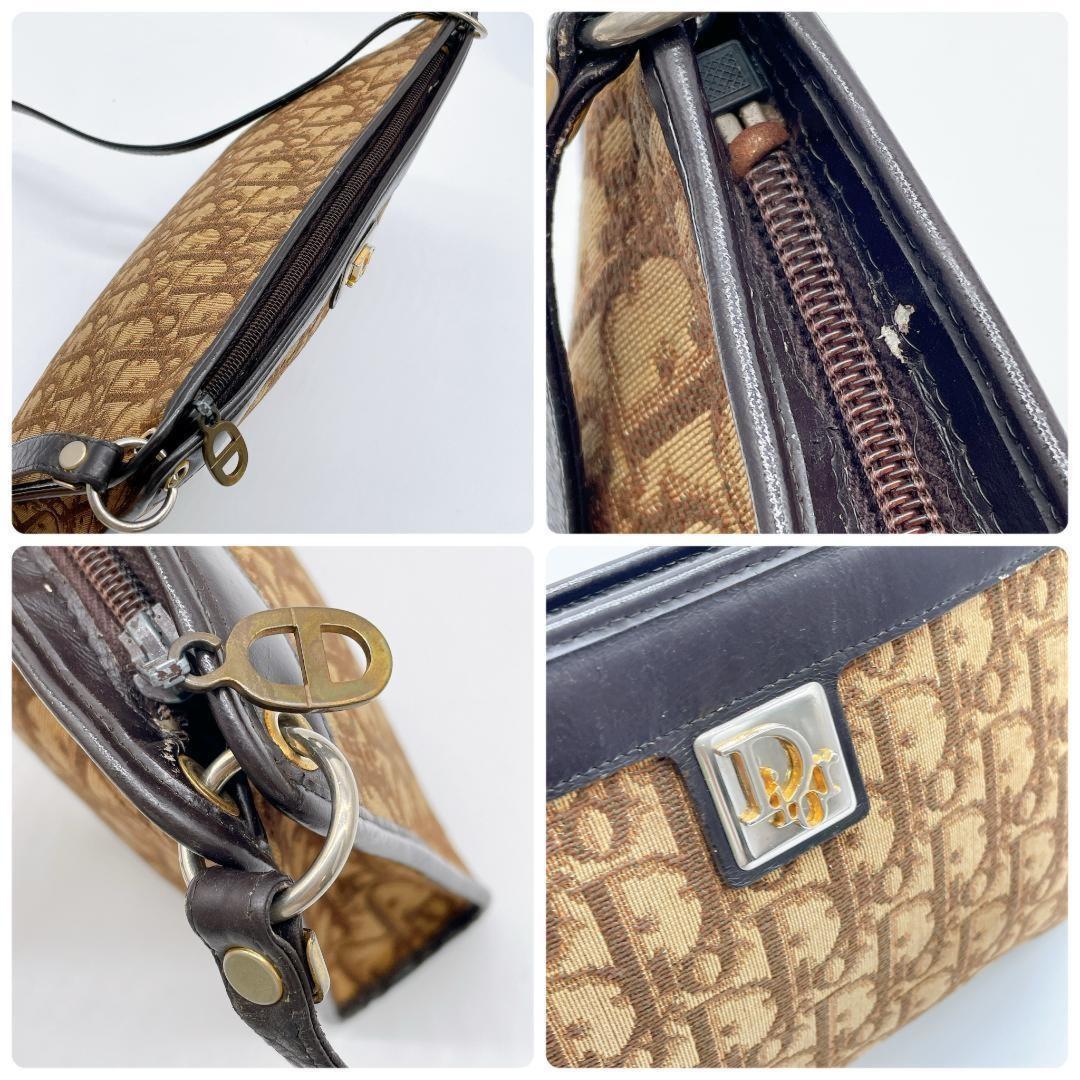 Christian Dior Shoulder Bag Purse Trotter Canvas Leather Authentic