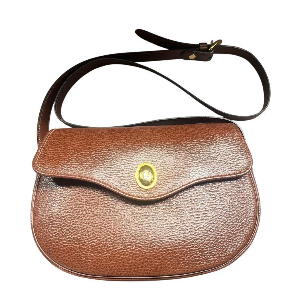Christian Dior Shoulder Bag Purse CD Leather Authentic