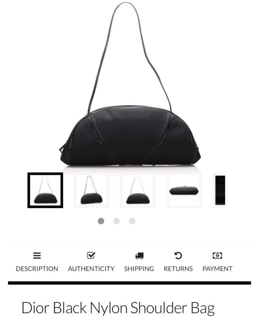Christian Dior Shoulder Bag Purse Nylon Patent Leather Black Authentic