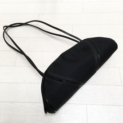 Christian Dior Shoulder Bag Purse Nylon Patent Leather Black Authentic