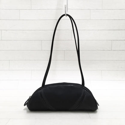 Christian Dior Shoulder Bag Purse Nylon Patent Leather Black Authentic