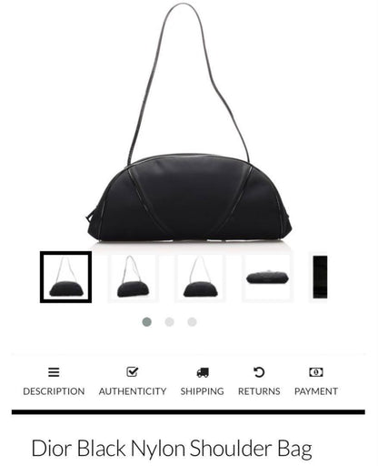 Christian Dior Shoulder Bag Purse Nylon Patent Leather Black Authentic