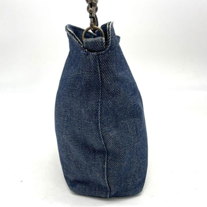 Christian Dior Shoulder Bag Purse Denim Leather Navy Authentic