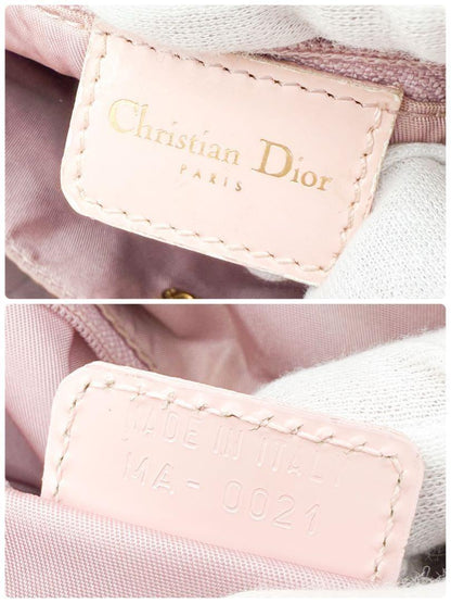 Christian Dior Hand Bag Tote Purse Trotter Patent Leather Orange Authentic