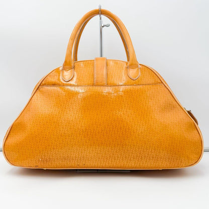 Christian Dior Hand Bag Tote Purse Trotter Patent Leather Orange Authentic