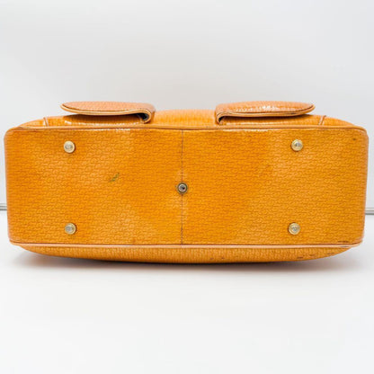 Christian Dior Hand Bag Tote Purse Trotter Patent Leather Orange Authentic