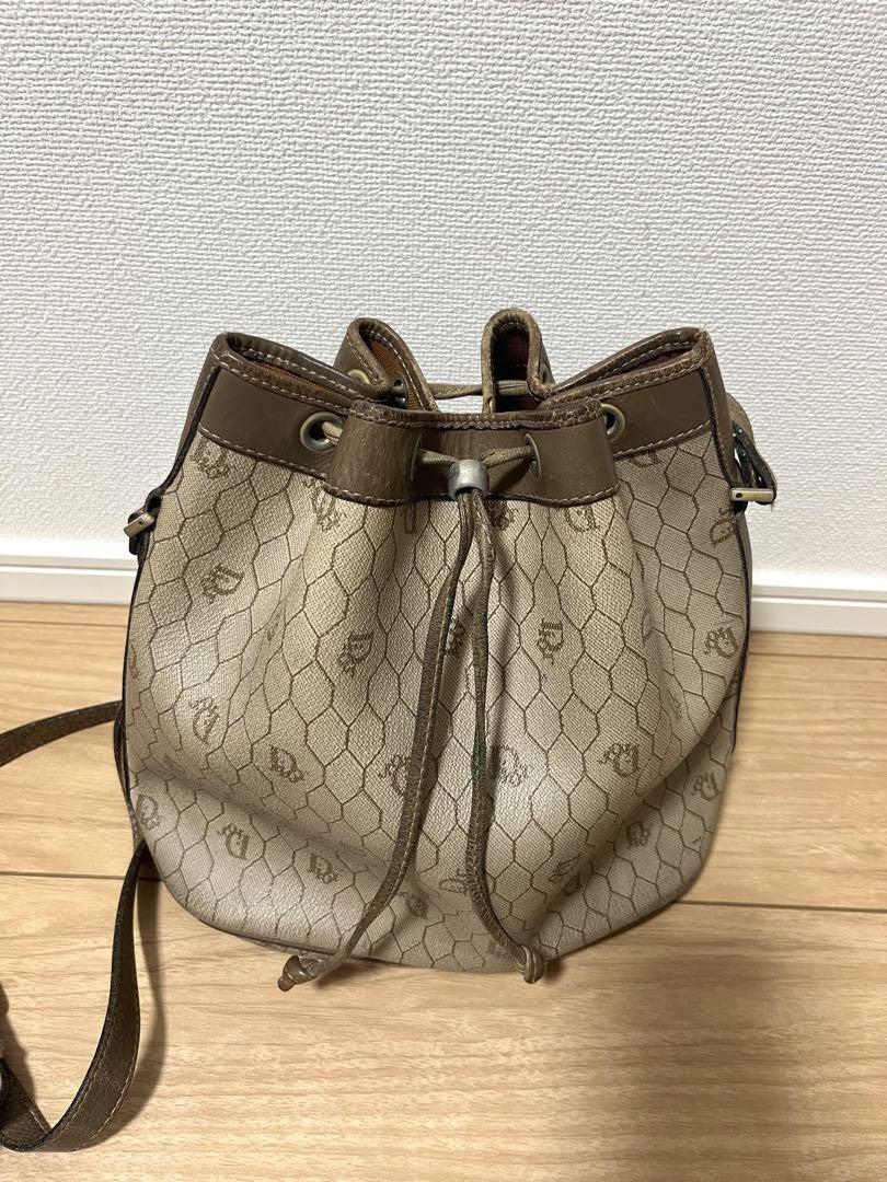 Christian Dior Shoulder Bag Purse Honeycomb Beige Authentic