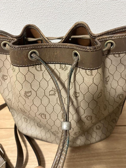 Christian Dior Shoulder Bag Purse Honeycomb Beige Authentic