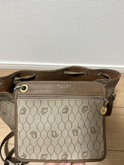 Christian Dior Shoulder Bag Purse Honeycomb Beige Authentic