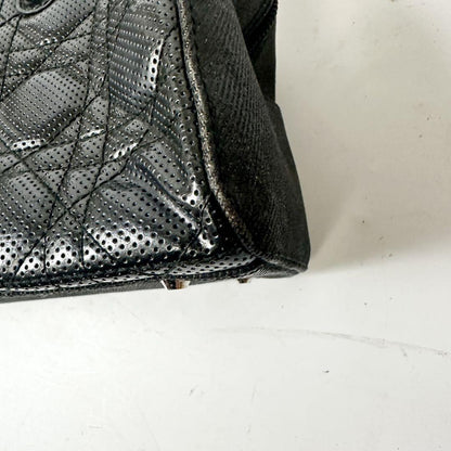 Christian Dior Hand Bag Tote Purse Cannage Leather Black Authentic