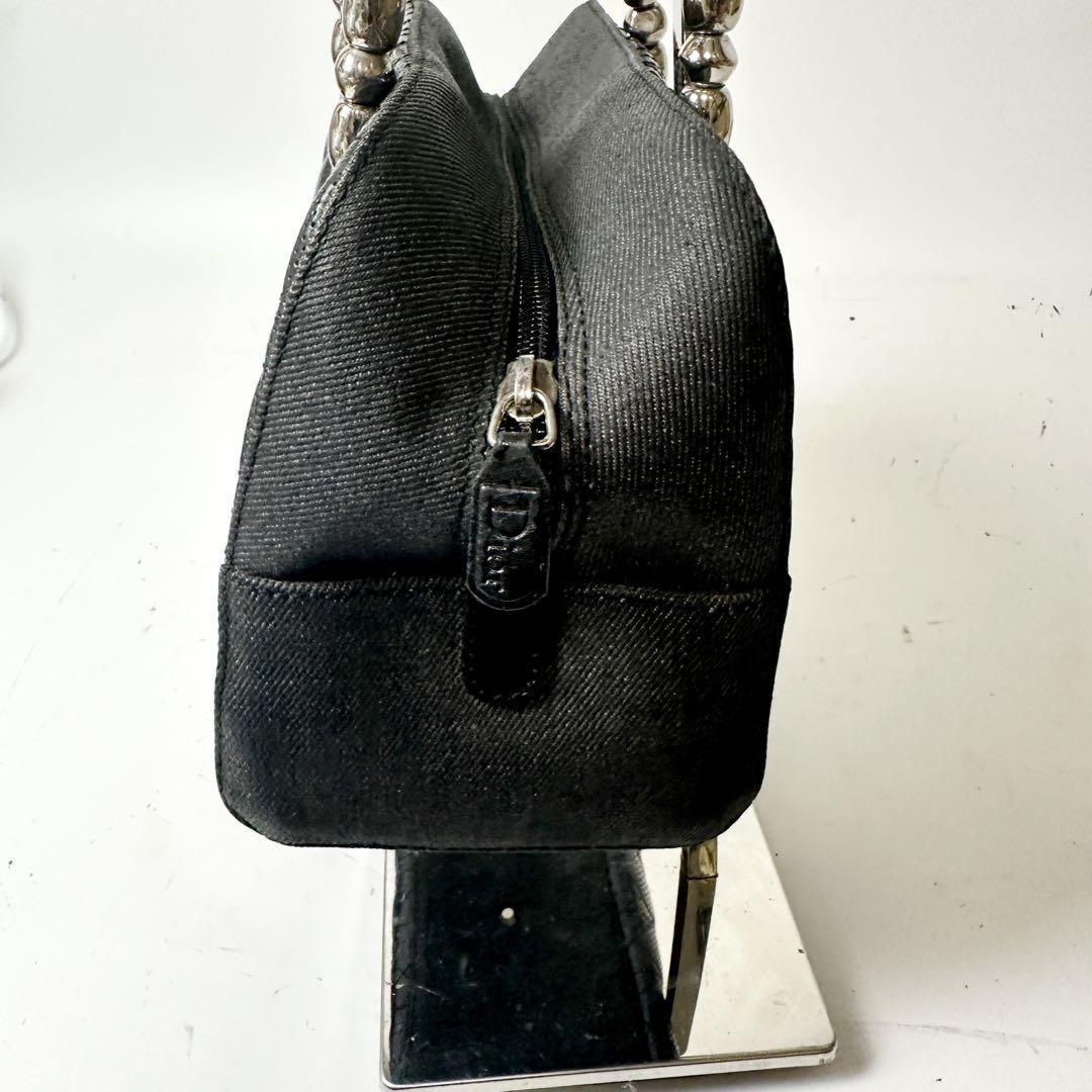 Christian Dior Hand Bag Tote Purse Cannage Leather Black Authentic