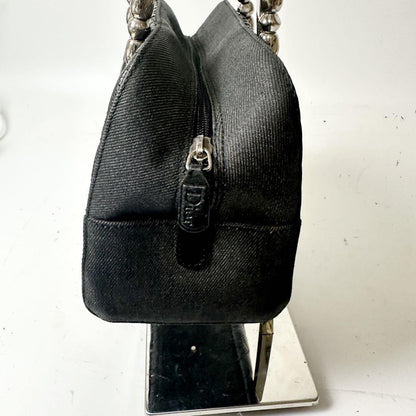 Christian Dior Hand Bag Tote Purse Cannage Leather Black Authentic