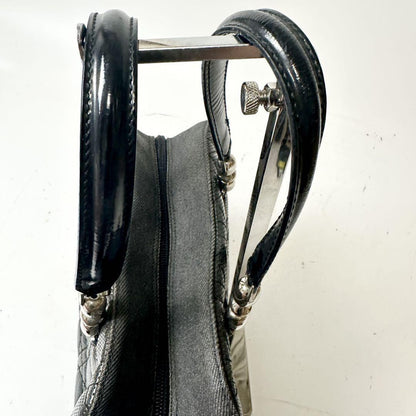 Christian Dior Hand Bag Tote Purse Cannage Leather Black Authentic