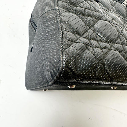 Christian Dior Hand Bag Tote Purse Cannage Leather Black Authentic
