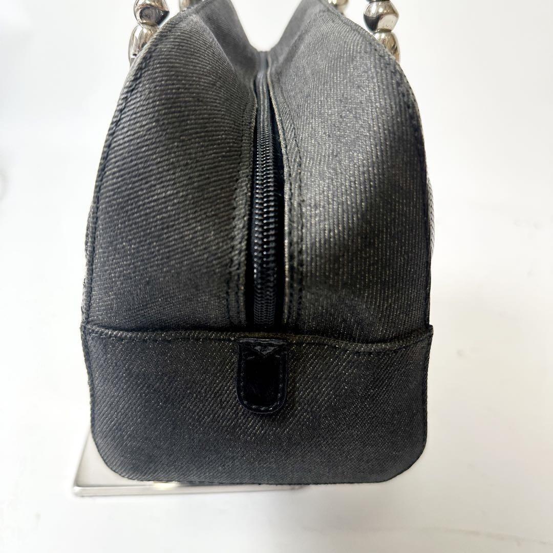 Christian Dior Hand Bag Tote Purse Cannage Leather Black Authentic