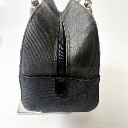 Christian Dior Hand Bag Tote Purse Cannage Leather Black Authentic
