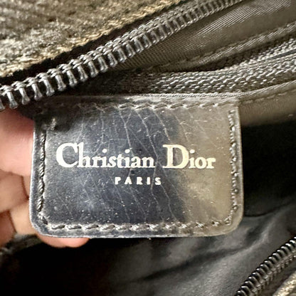 Christian Dior Hand Bag Tote Purse Cannage Leather Black Authentic